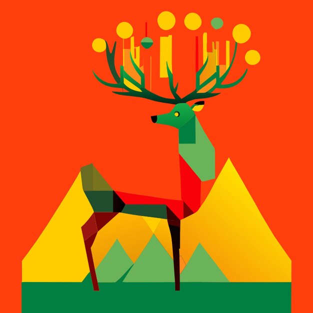 Vector all is calm all is bright christmas reindeer vector illustration