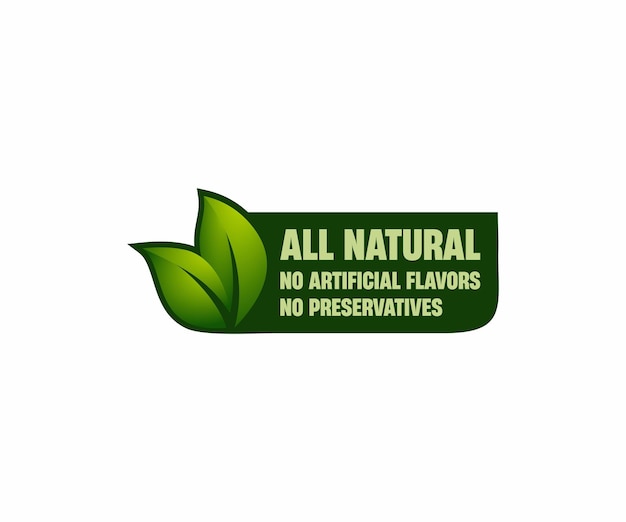 All Natural label - No Preservatives no artificial Flavors badge label