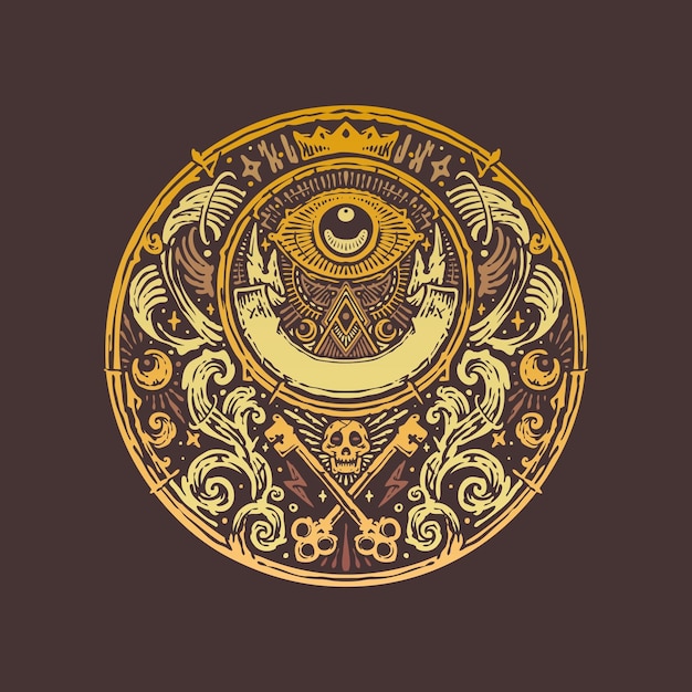 All seeing eye of the golden key illustration