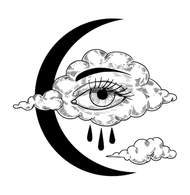 All-seeing eye. monochrome   vector illustration. Tattoo sketch