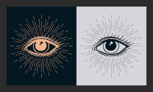 All seeing eye symbol vector with engraving style Eye of providence