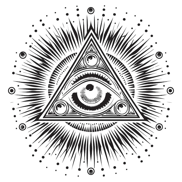 Vector all seeing eye with sunburst eye of providence vector illustration sacred geometry symbol