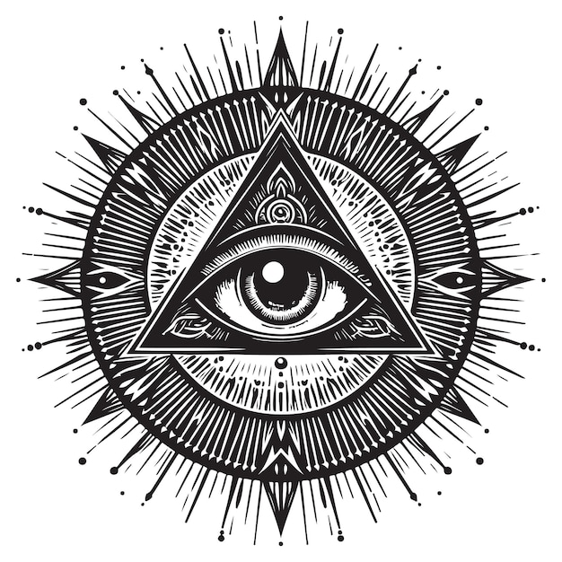 Vector all seeing eye with sunburst eye of providence vector illustration sacred geometry symbol