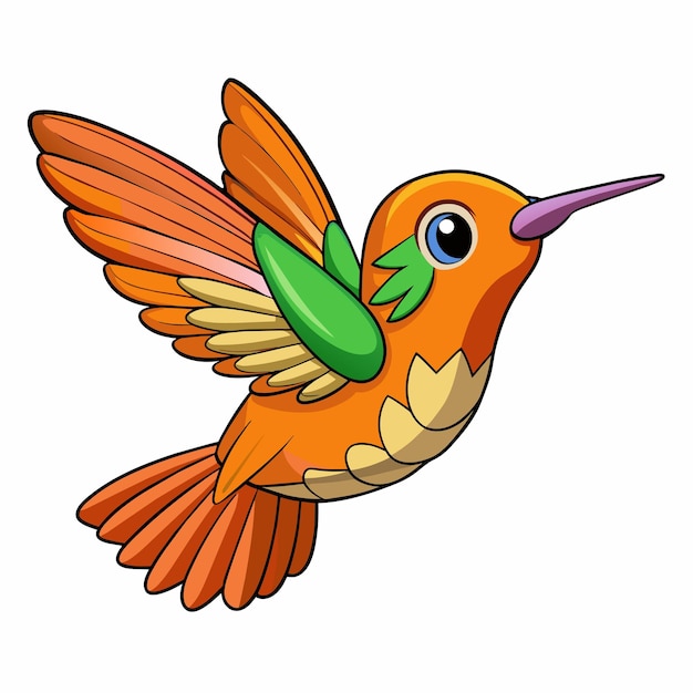 Allens Hummingbird bird flies vector kawaii