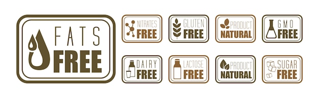 Allergen free icons and product sign vector set