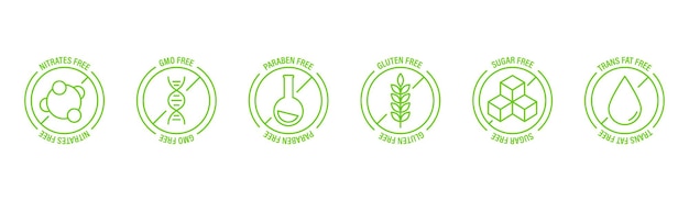 Vector allergen free ingredients icons. food allergy icons