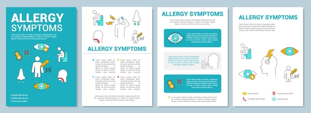 Allergy symptoms brochure template layout. Reaction to allergens. Flyer, booklet, leaflet print design with linear illustrations. Vector page layouts for magazines, annual reports, advertising posters