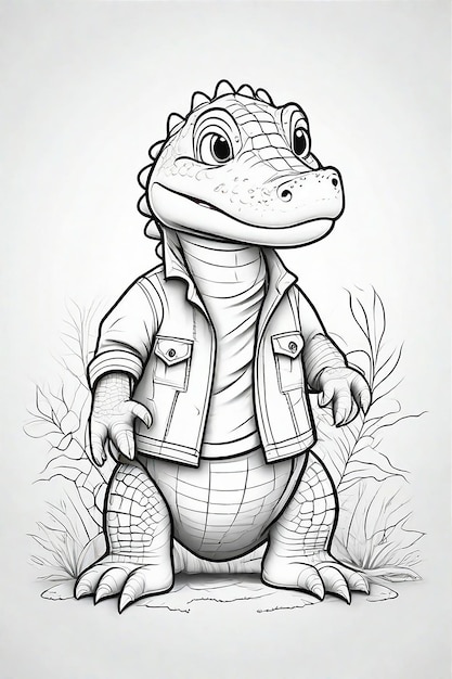 Alligator Coloring Page Vector Images