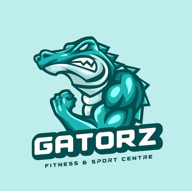 Alligator muscle gym logo design