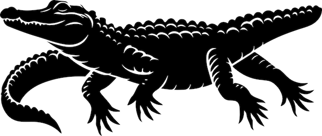 Alligator silhouette vector black color silhouette solid white background