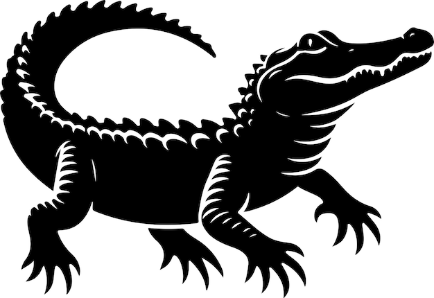 Alligator silhouette vector black color silhouette solid white background