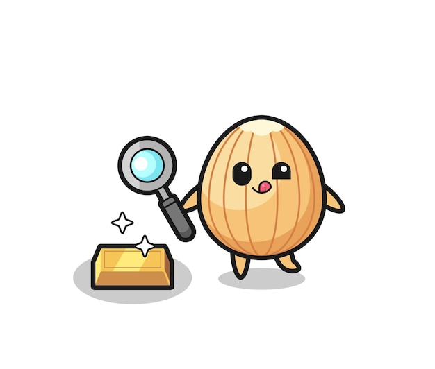 Almond character is checking the authenticity of the gold bullion