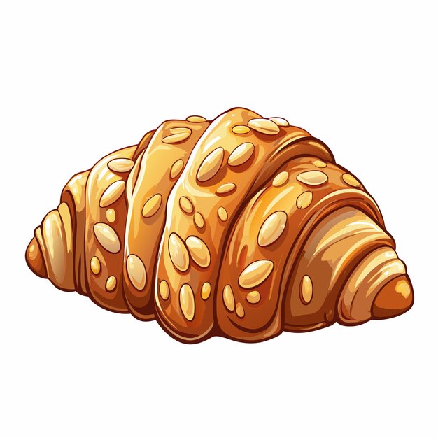 Vector almond croissant dessert food vector illustration