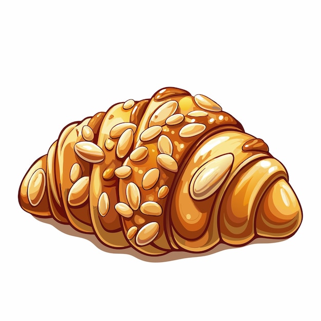 Vector almond croissant flaky pastry food vector illustration