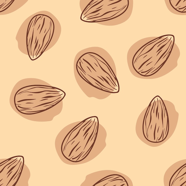 Almond hand drawn seamless pattern