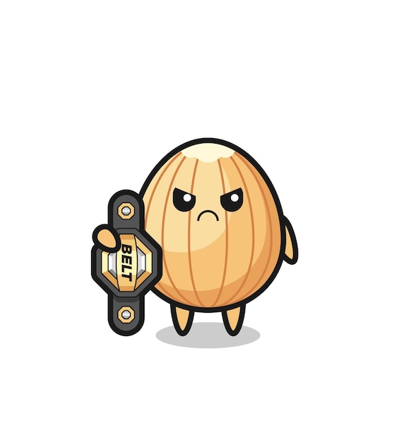 Almond mascot character as a MMA fighter with the champion belt