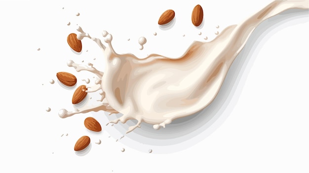 Vector almond milk splash concept with motion blur