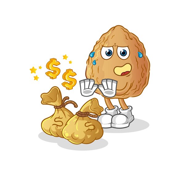 almond refuse money illustration. character vector