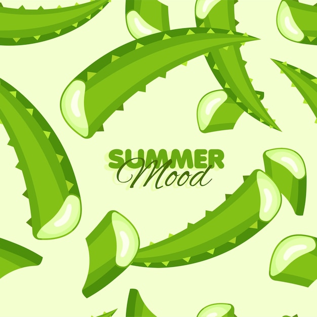 Aloe leaves seamless pattern Summer