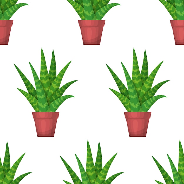 Aloe Vera floral seamless pattern