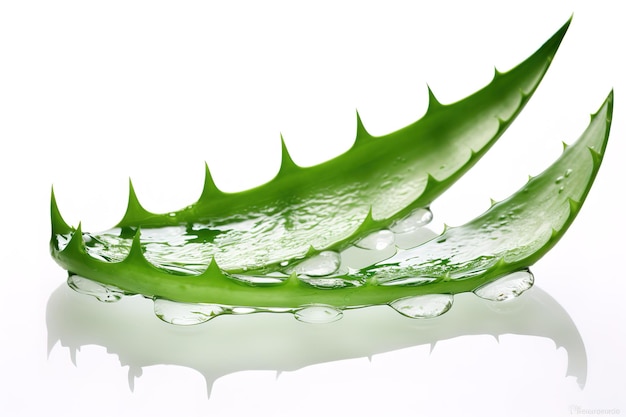 Aloe vera leaf cut sliced isolated on white background High benefit as an herb with medicinal prope