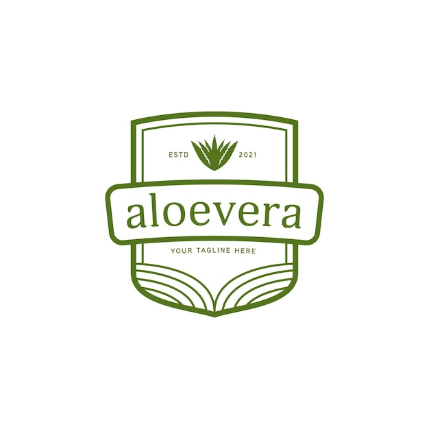 Aloevera natural herbal badge emblem logo icon