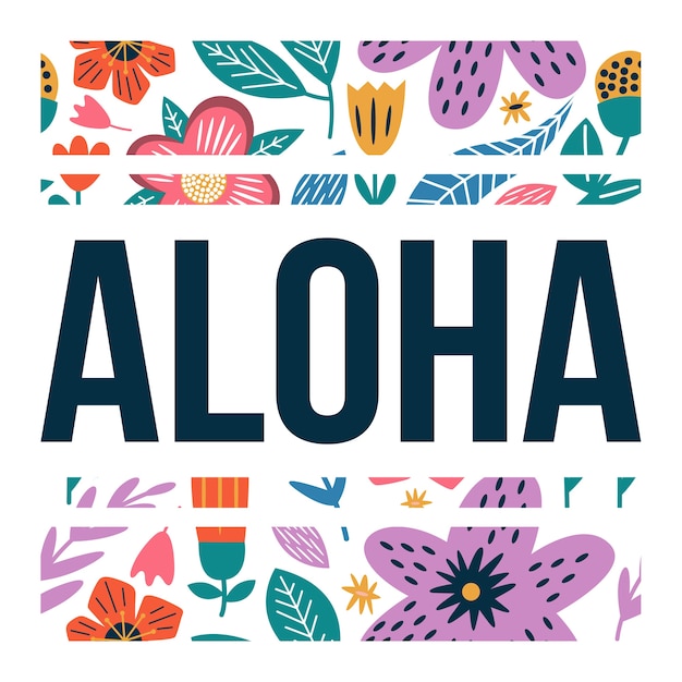 aloha floral flower badge background