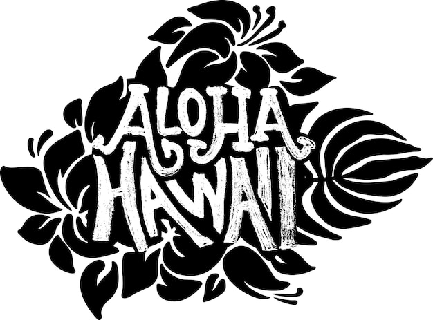 Vector aloha hawaii vector grunge modern lettering vector template with floral motives