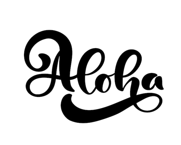 Aloha lettering Vector calligraphy illustration Hawaiian handmade tropical exotic graphics Summer