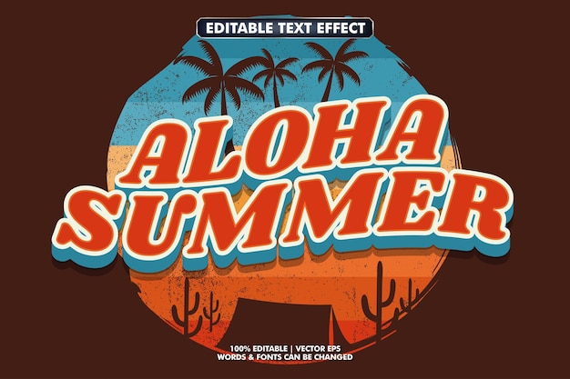 aloha summer text effect with retro outdoor background