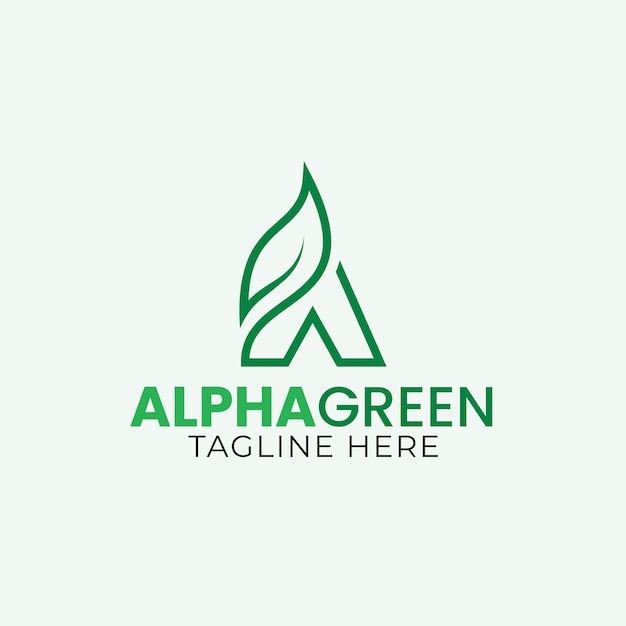 Alpha Green Letter A Leaf Logo