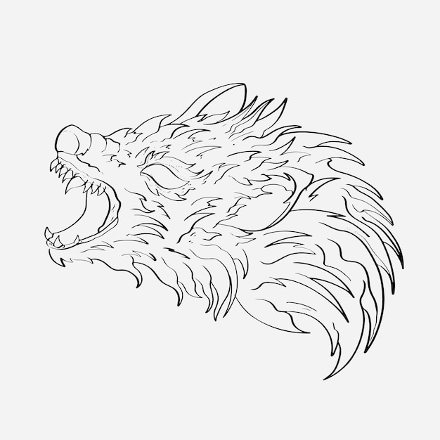 The Alpha Wolf's Head Detailed Illustration of wild with its expressive eyes and powerful presence