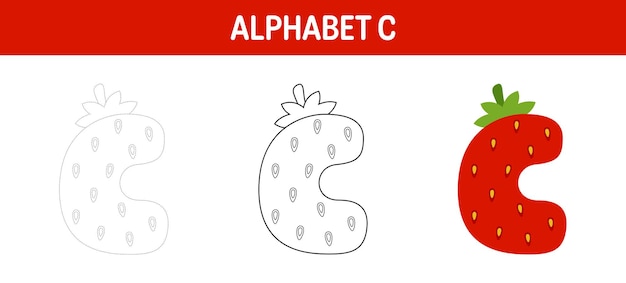 Alphabet C tracing and coloring worksheet for kids