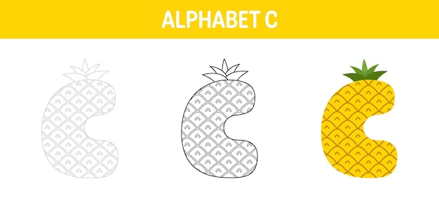 Alphabet C tracing and coloring worksheet for kids