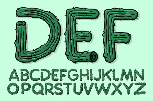 Alphabet cactus style text vector