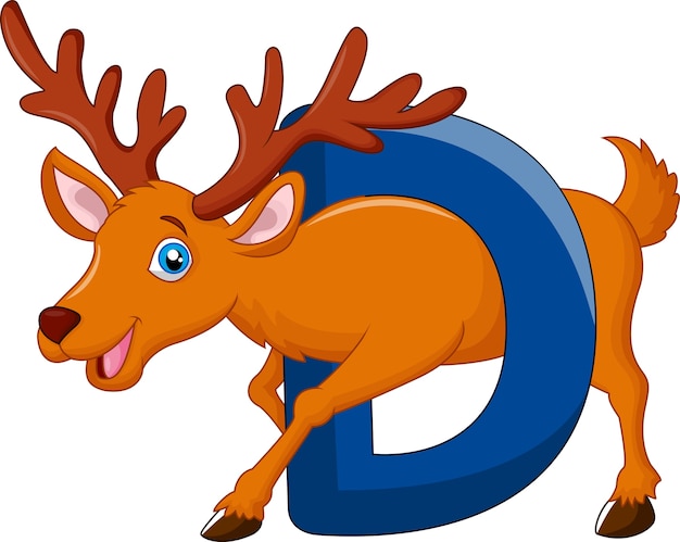 Alphabet D with deer cartoon