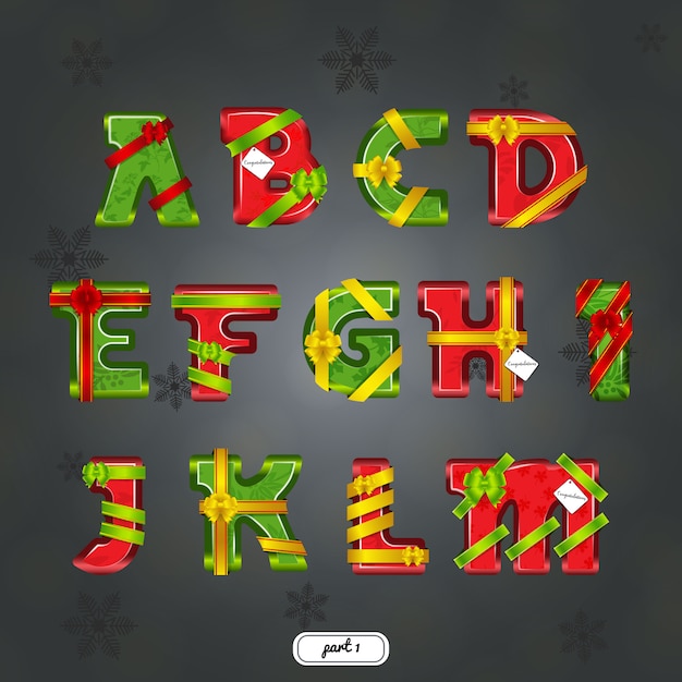 Alphabet decorated by ribbons and bows 