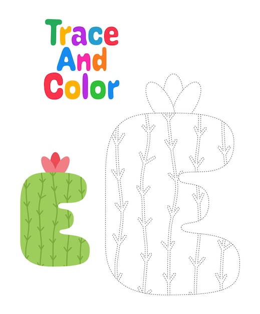 Alphabet E tracing worksheet for kids