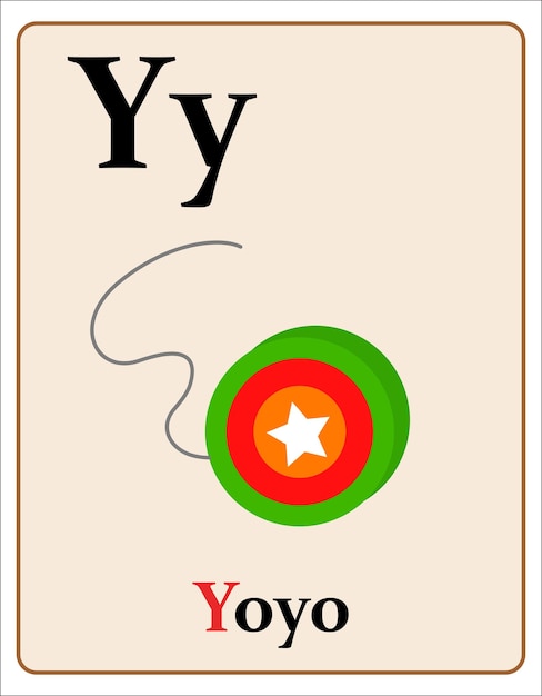 Alphabet flashcard letter y with cute yoyo