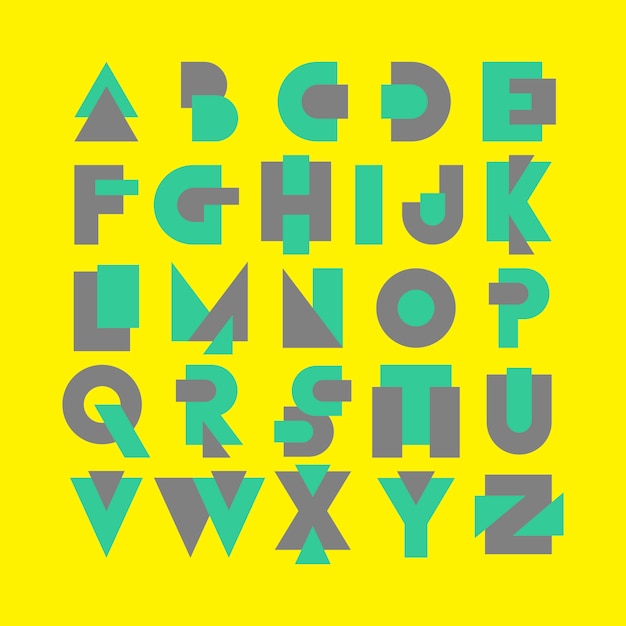 alphabet font logo modern memphis set