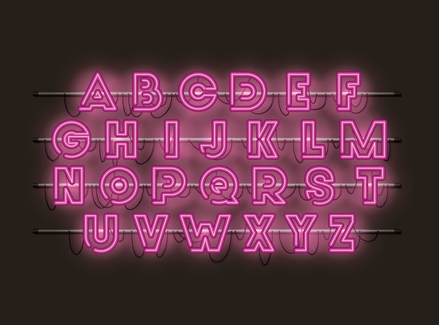 Alphabet fonts neon lights