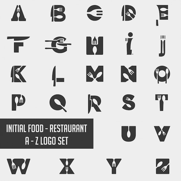 Alphabet food chef logo collection icon element