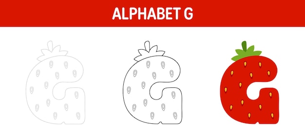 Alphabet G tracing and coloring worksheet for kids