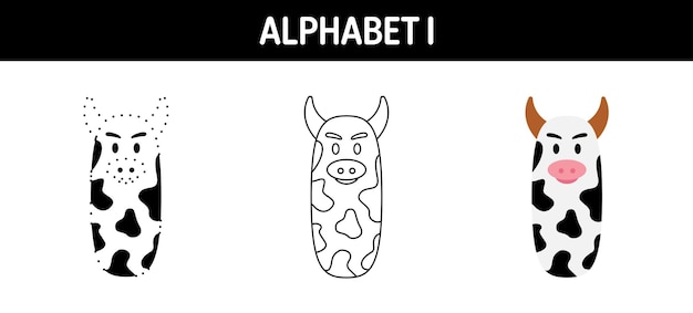 Alphabet I tracing and coloring worksheet for kids