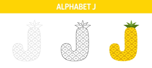 Alphabet J tracing and coloring worksheet for kids