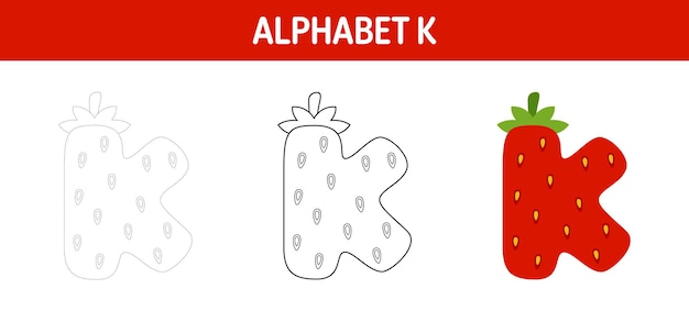 Alphabet K tracing and coloring worksheet for kids