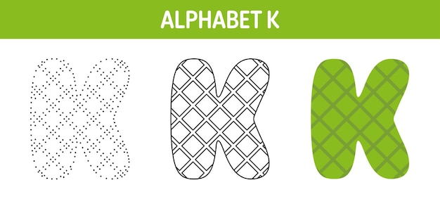 Alphabet K tracing and coloring worksheet for kids