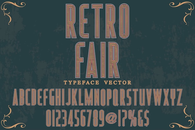 Vector alphabet label design retro fair