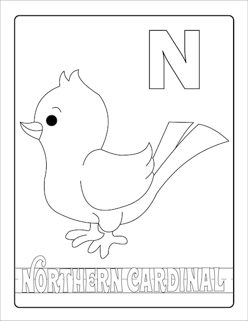 Alphabet learning with birds and name coloring page