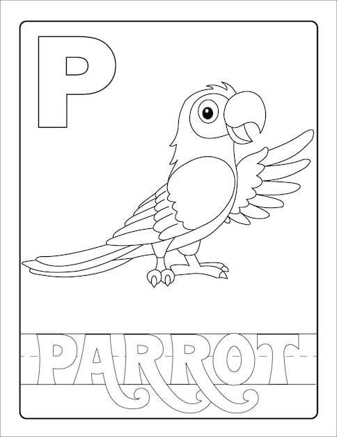 Alphabet learning with birds and name coloring page